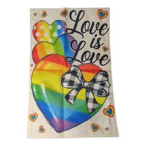Love is Love Flag-Bright Rainbow Hearts -Yard or Home Flag Decoration-Pride-NWT